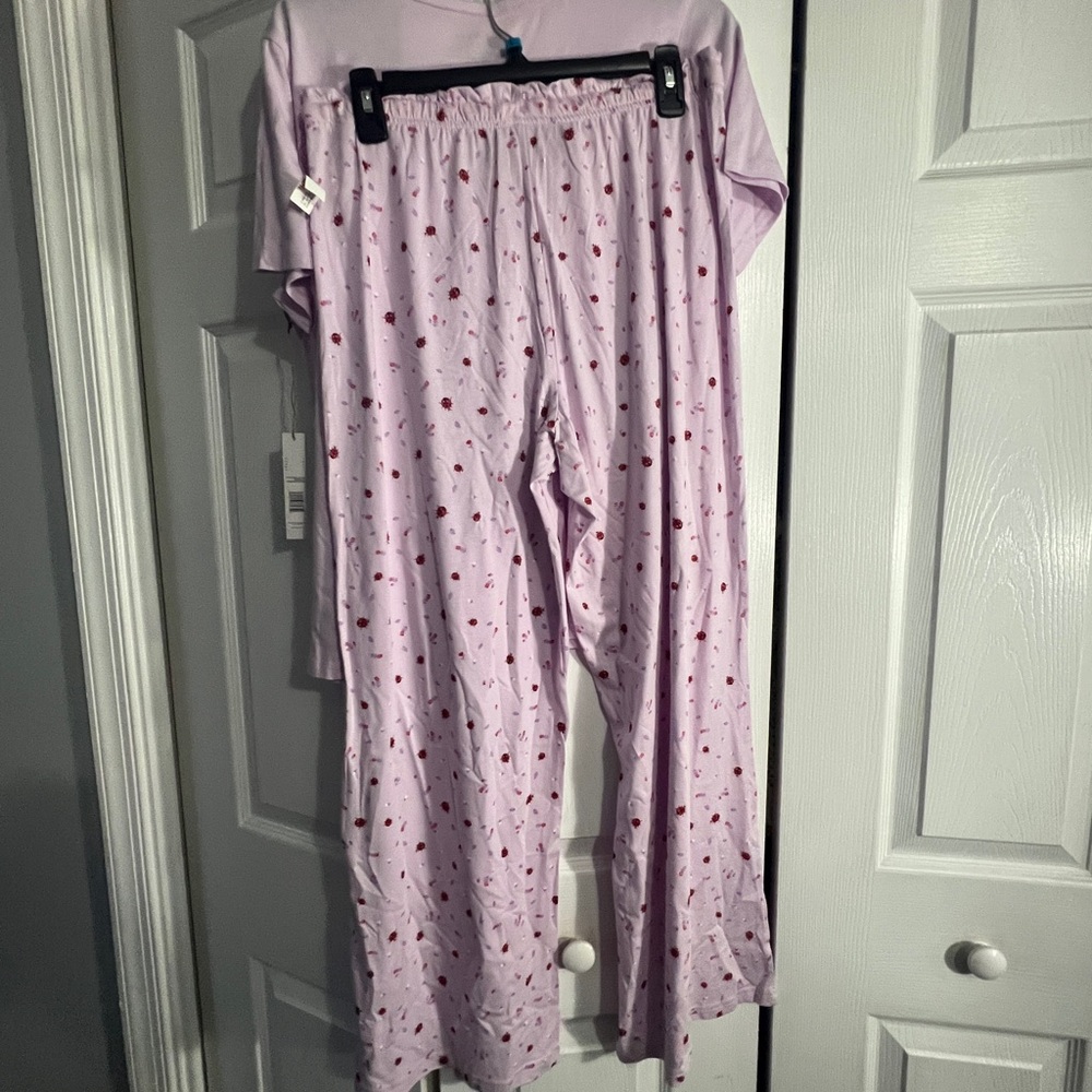 Rae Dunn Pink Pajama Set with Floral Pattern - Picture 8 of 13